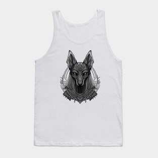 Anubis God of Death Egypt Black Artwork With Detail Drawing Vector Illustration Tank Top